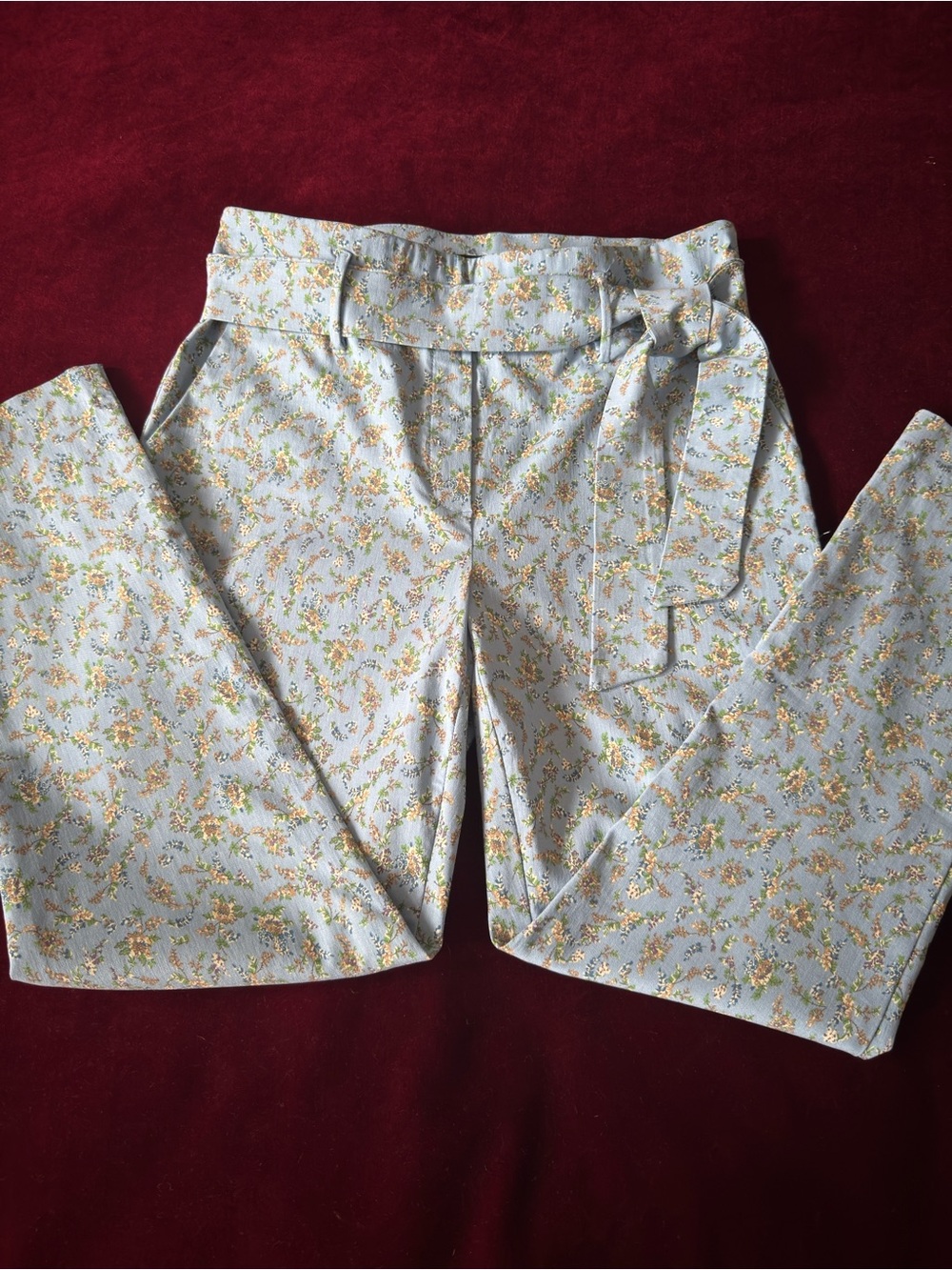 Jules & Leopold Light Blue Floral pants 
with Pastel Bouquet size M
